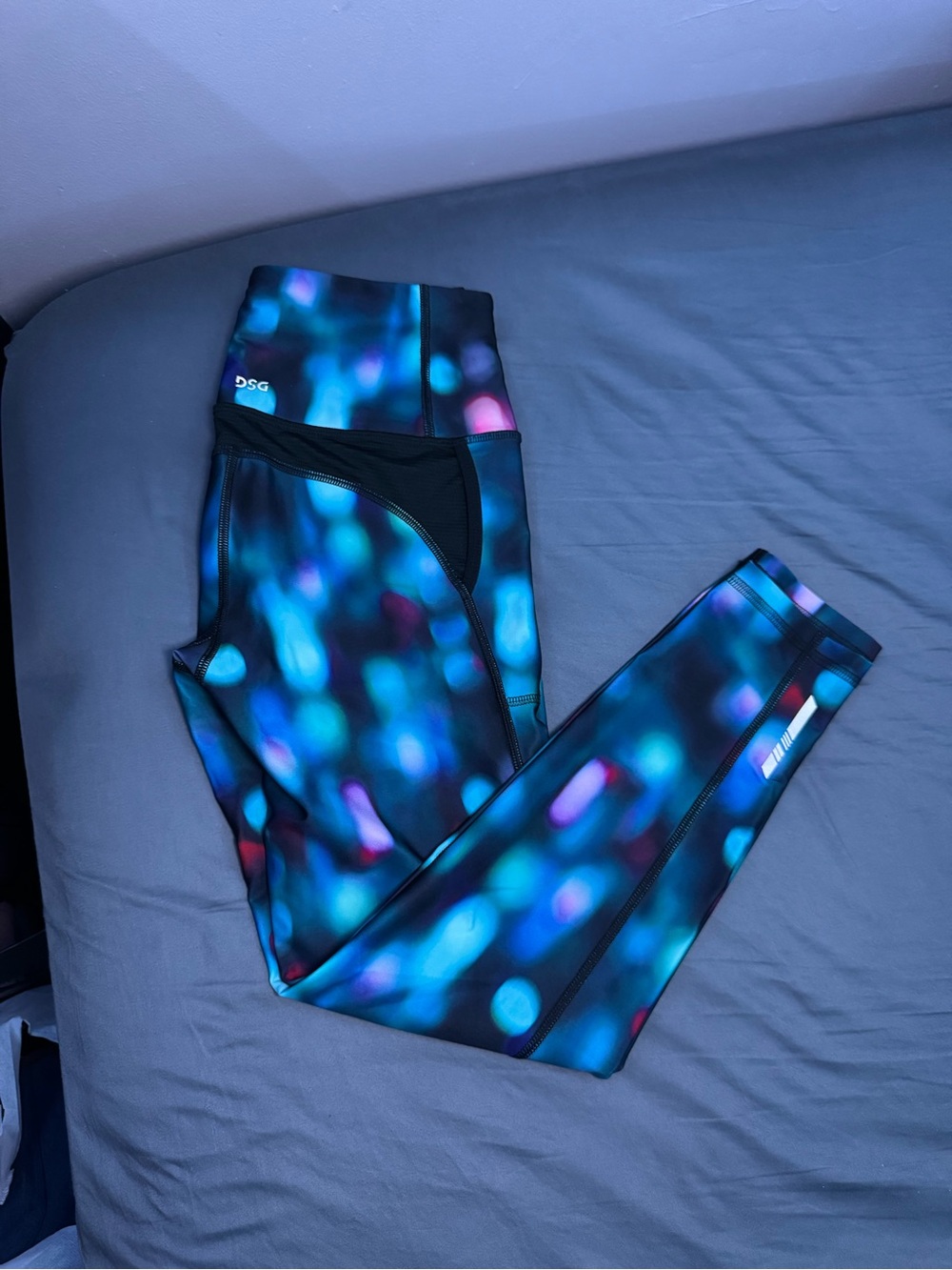 DSG Blue Teal & Purple Bokeh Print Active Leggings